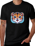 Cute Tiger Graphic Black T-Shirt