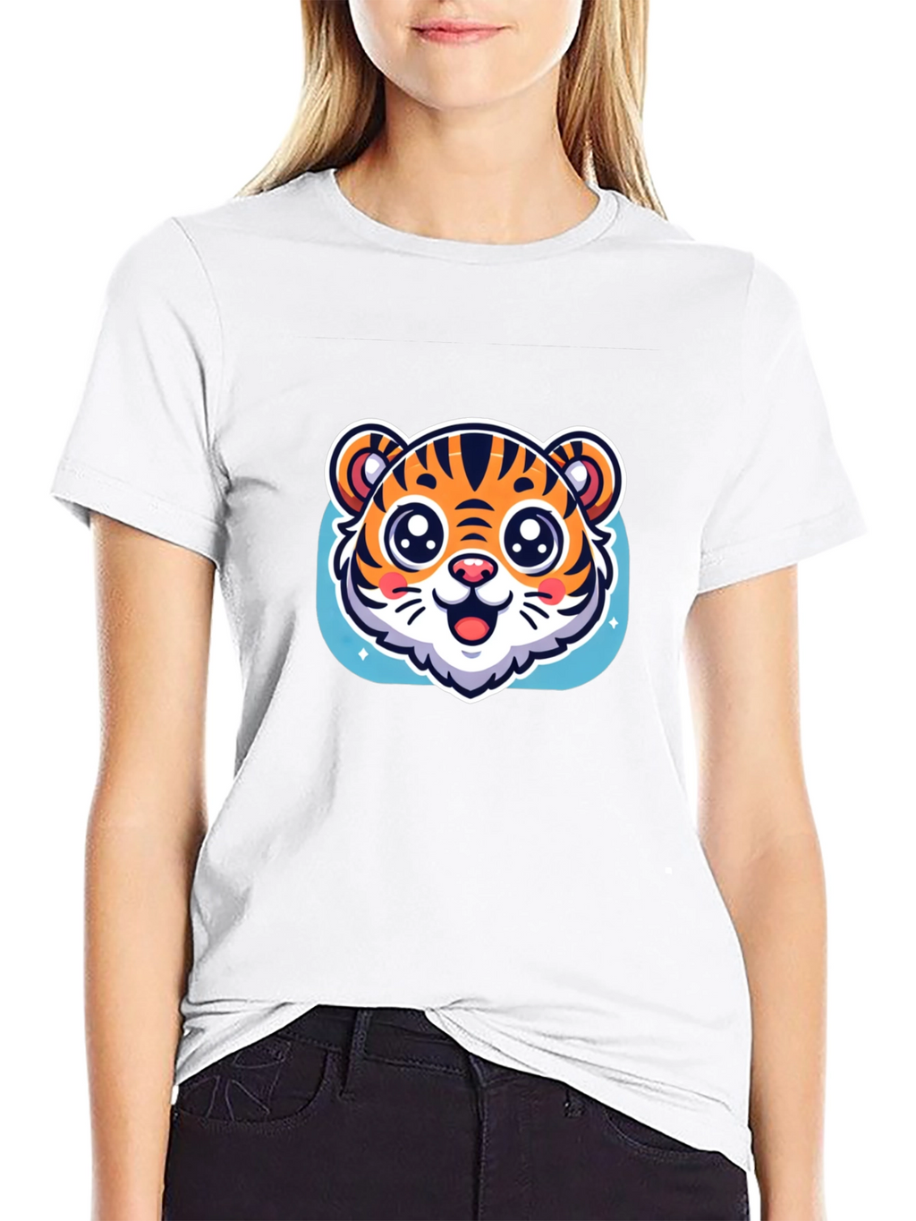 Cute Tiger Graphic Black T-Shirt