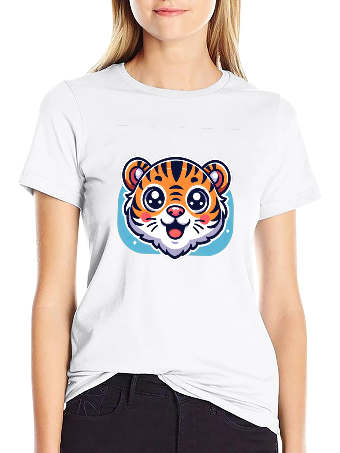 Cute Tiger Graphic Black T-Shirt