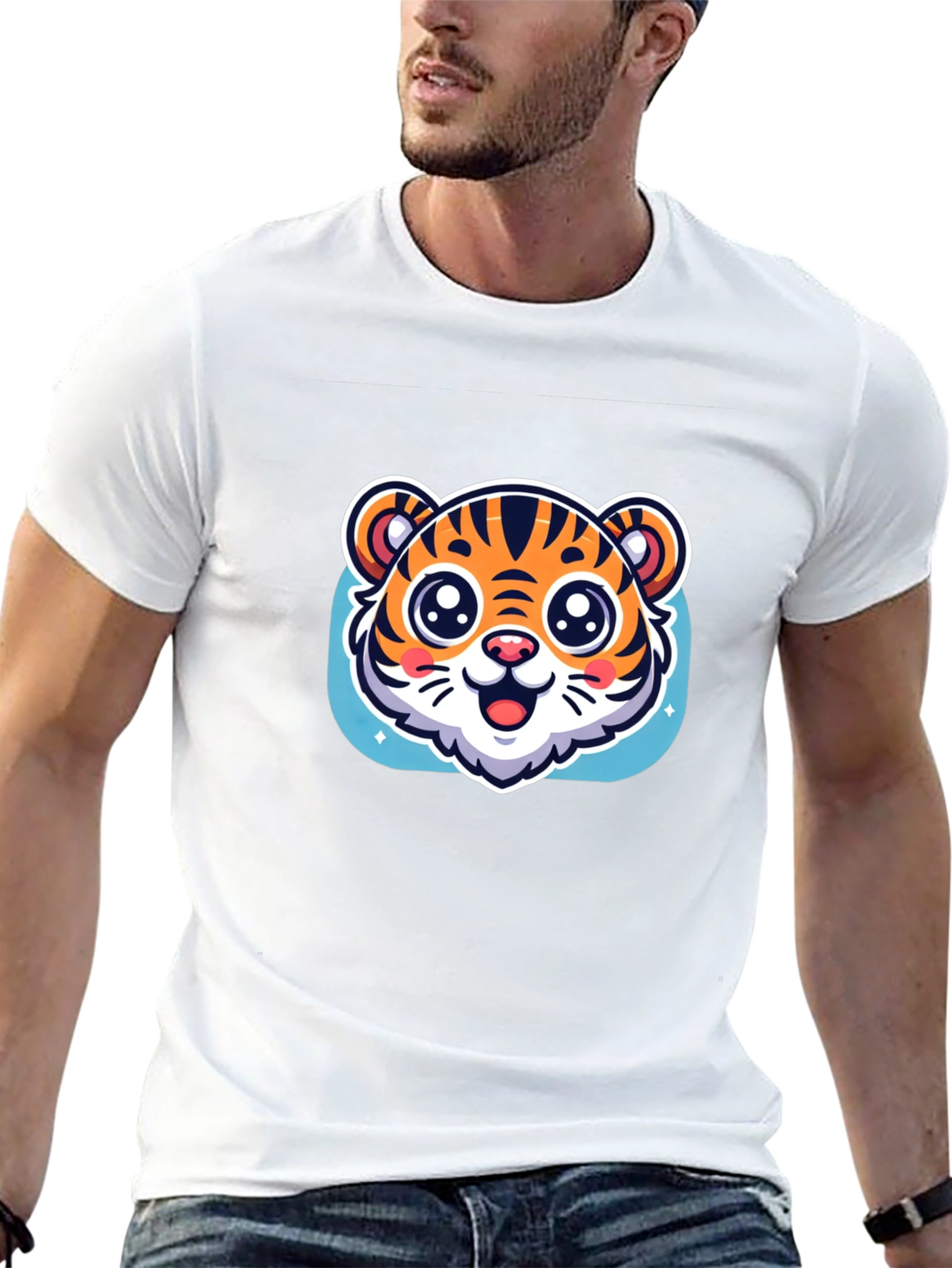 Cute Tiger Graphic Black T-Shirt