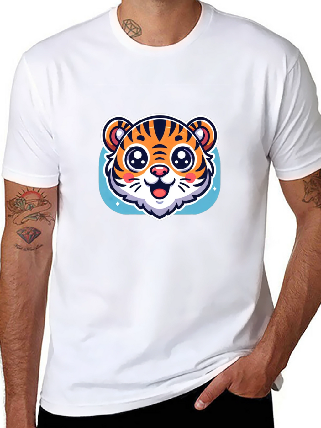 Cute Tiger Graphic Black T-Shirt