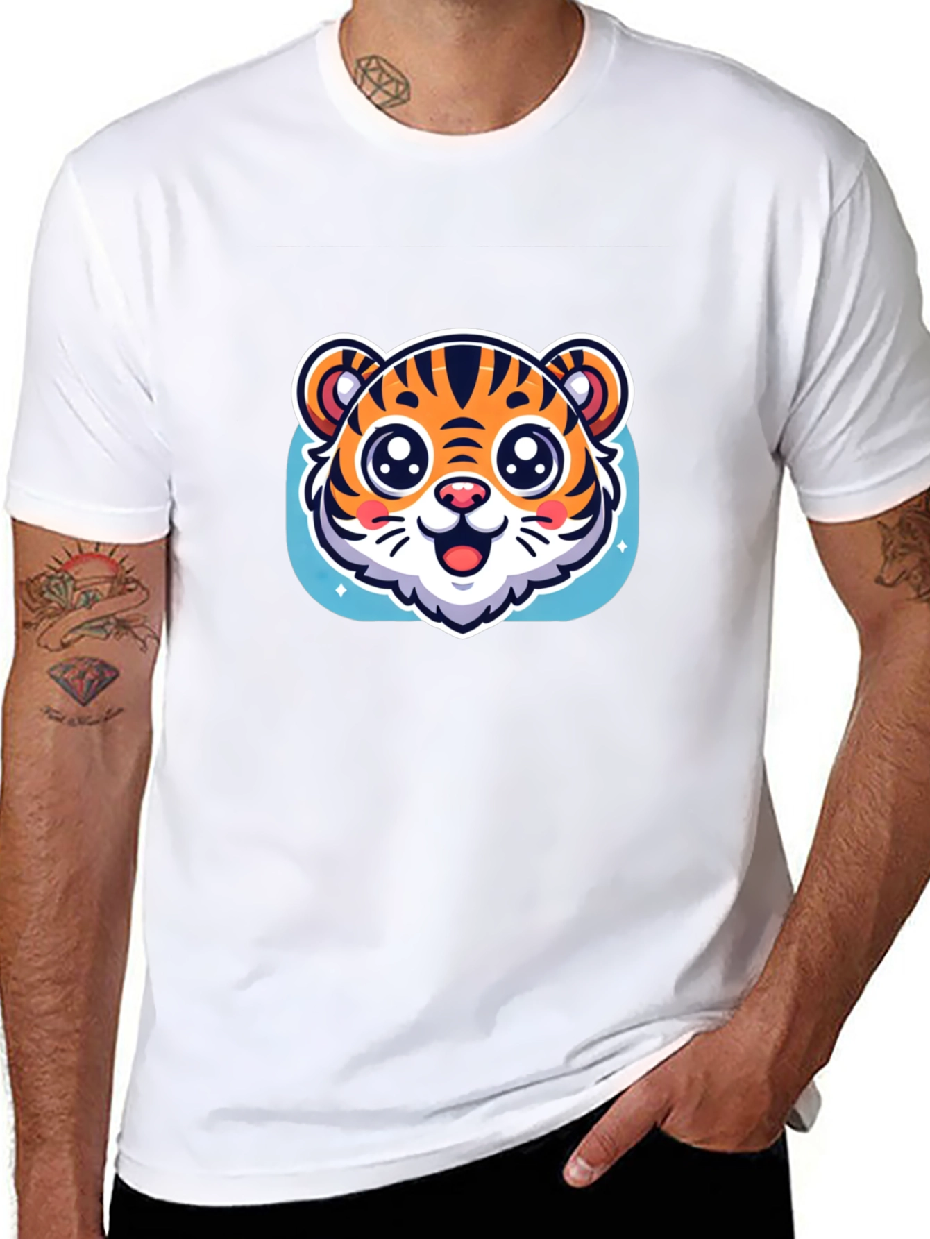Cute Tiger Graphic Black T-Shirt