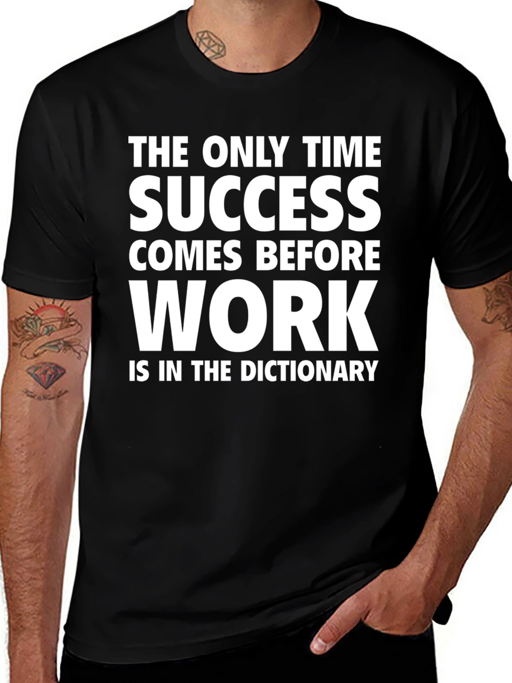 Inspirational Black T-Shirt: Success Before Work