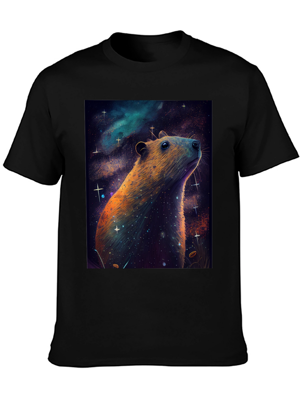 Cosmic Capybara T-Shirt -  Unique Space Art Tee