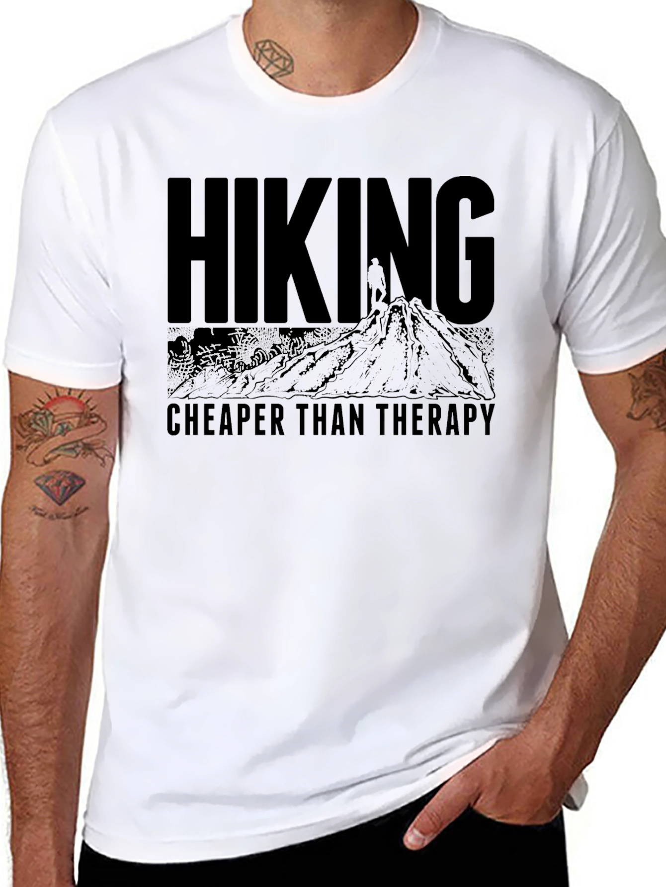 Hiking Cheaper Than Therapy Graphic T-Shirt