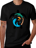 Turtle Palm Tree Wave Graphic T-Shirt