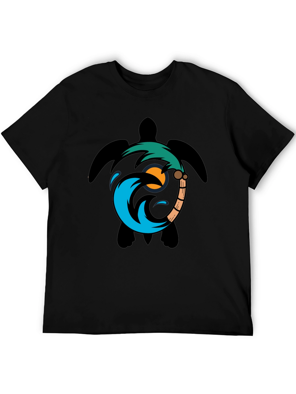 Turtle Palm Tree Wave Graphic T-Shirt