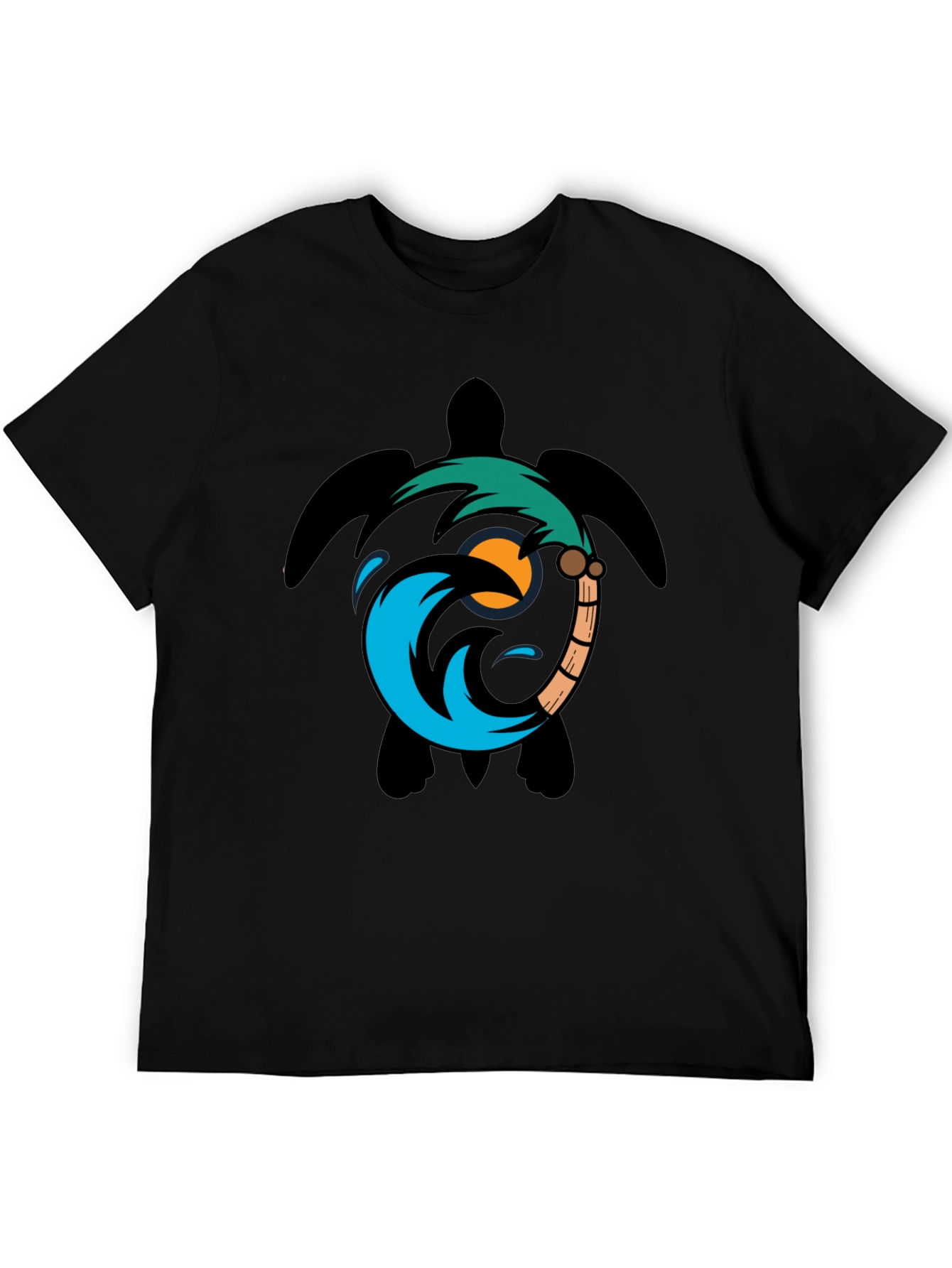 Turtle Palm Tree Wave Graphic T-Shirt
