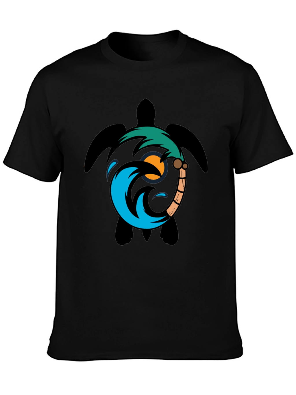 Turtle Palm Tree Wave Graphic T-Shirt
