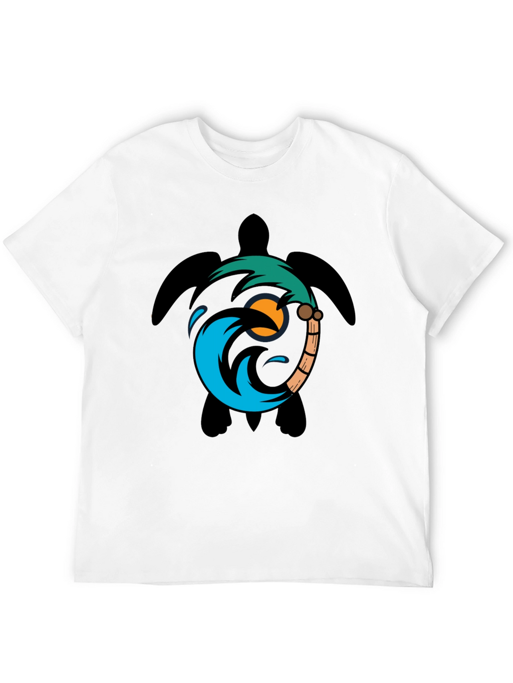 Turtle Palm Tree Wave Graphic T-Shirt