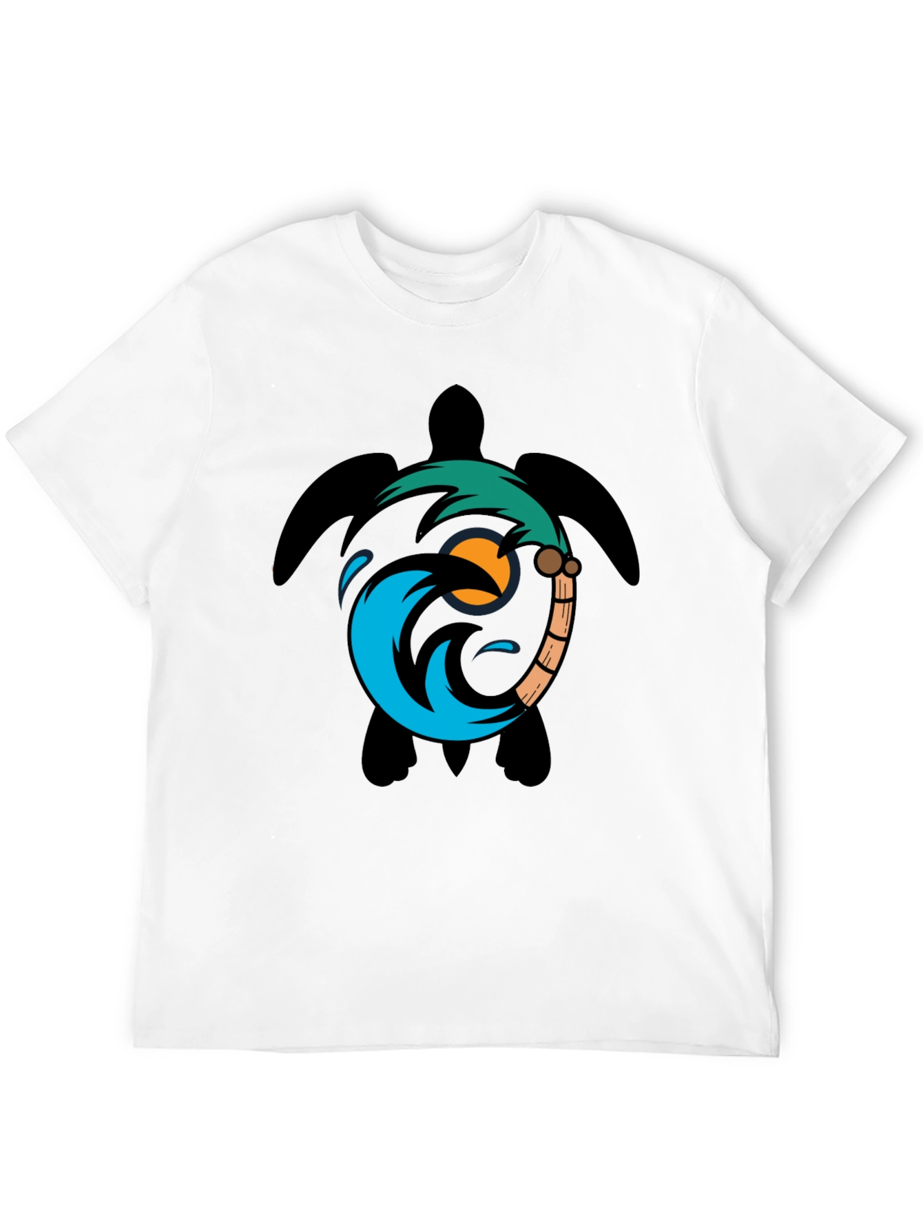 Turtle Palm Tree Wave Graphic T-Shirt