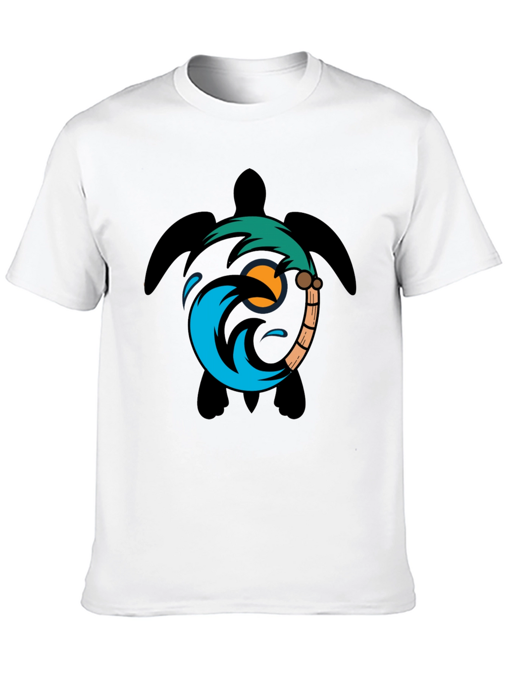 Turtle Palm Tree Wave Graphic T-Shirt