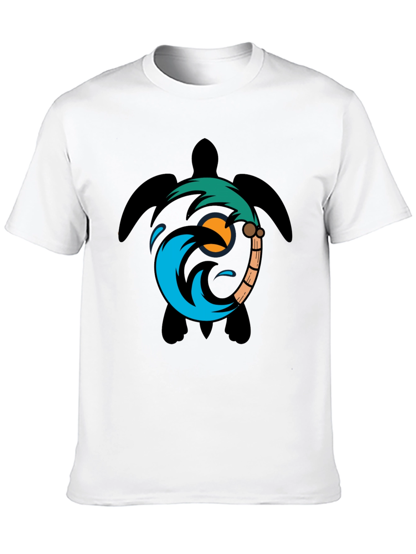 Turtle Palm Tree Wave Graphic T-Shirt