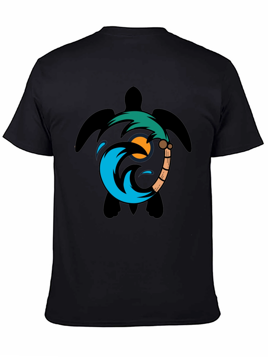 Turtle Palm Tree Wave Graphic T-Shirt