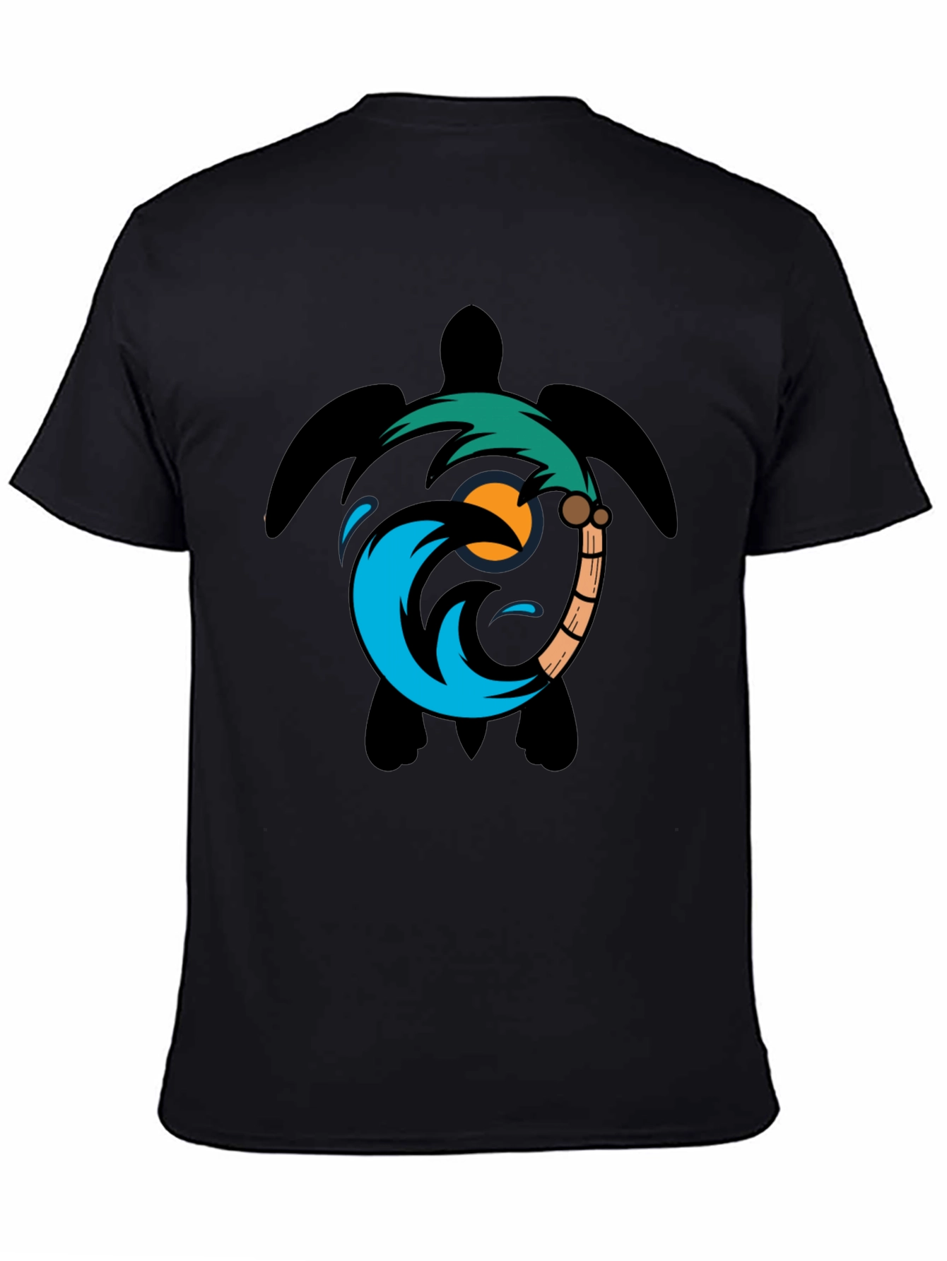 Turtle Palm Tree Wave Graphic T-Shirt