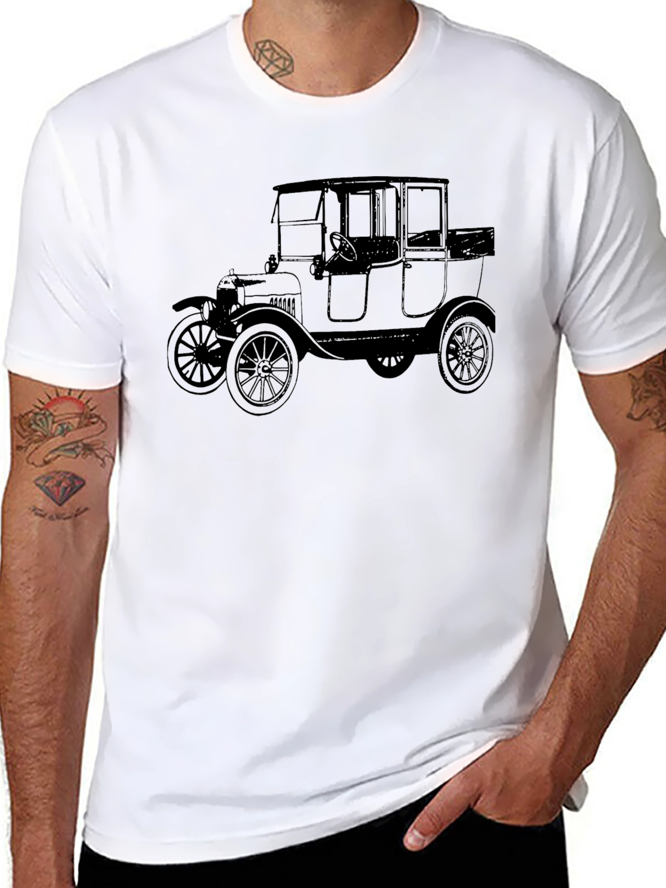 Vintage Car Graphic T-Shirt - Black