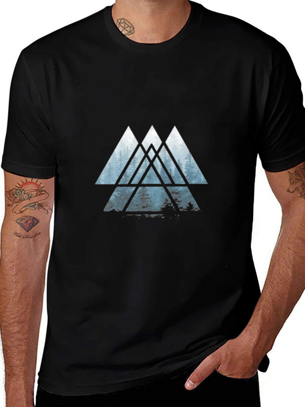 Abstract Forest Triangle Graphic T-Shirt