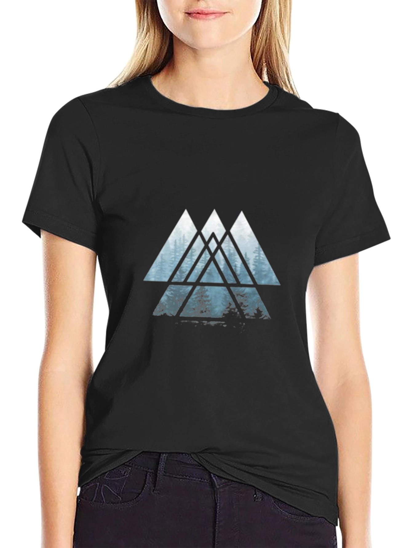 Abstract Forest Triangle Graphic T-Shirt