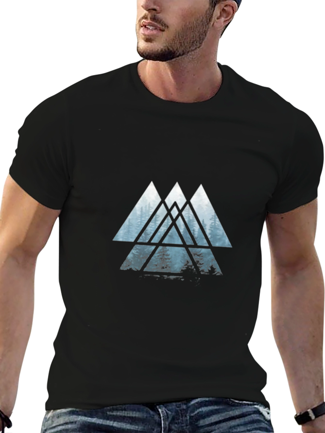 Abstract Forest Triangle Graphic T-Shirt