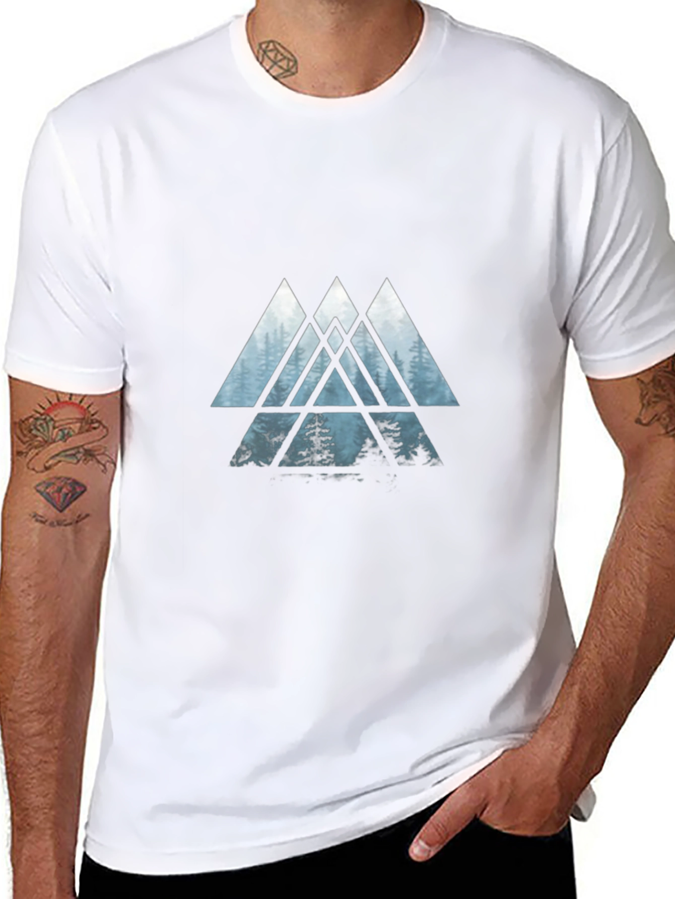 Abstract Forest Triangle Graphic T-Shirt