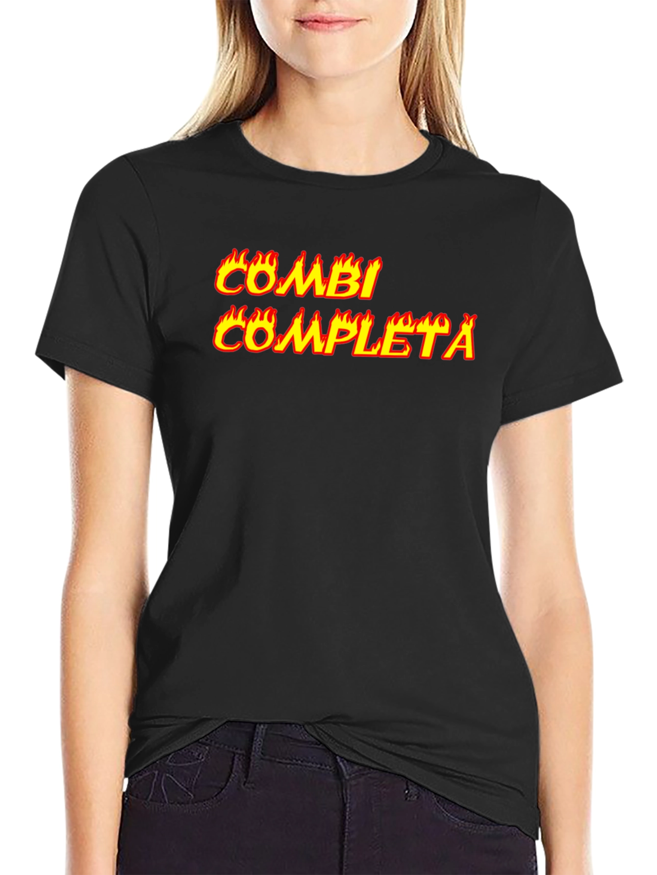 Combi Completa Flaming Text Black Tee
