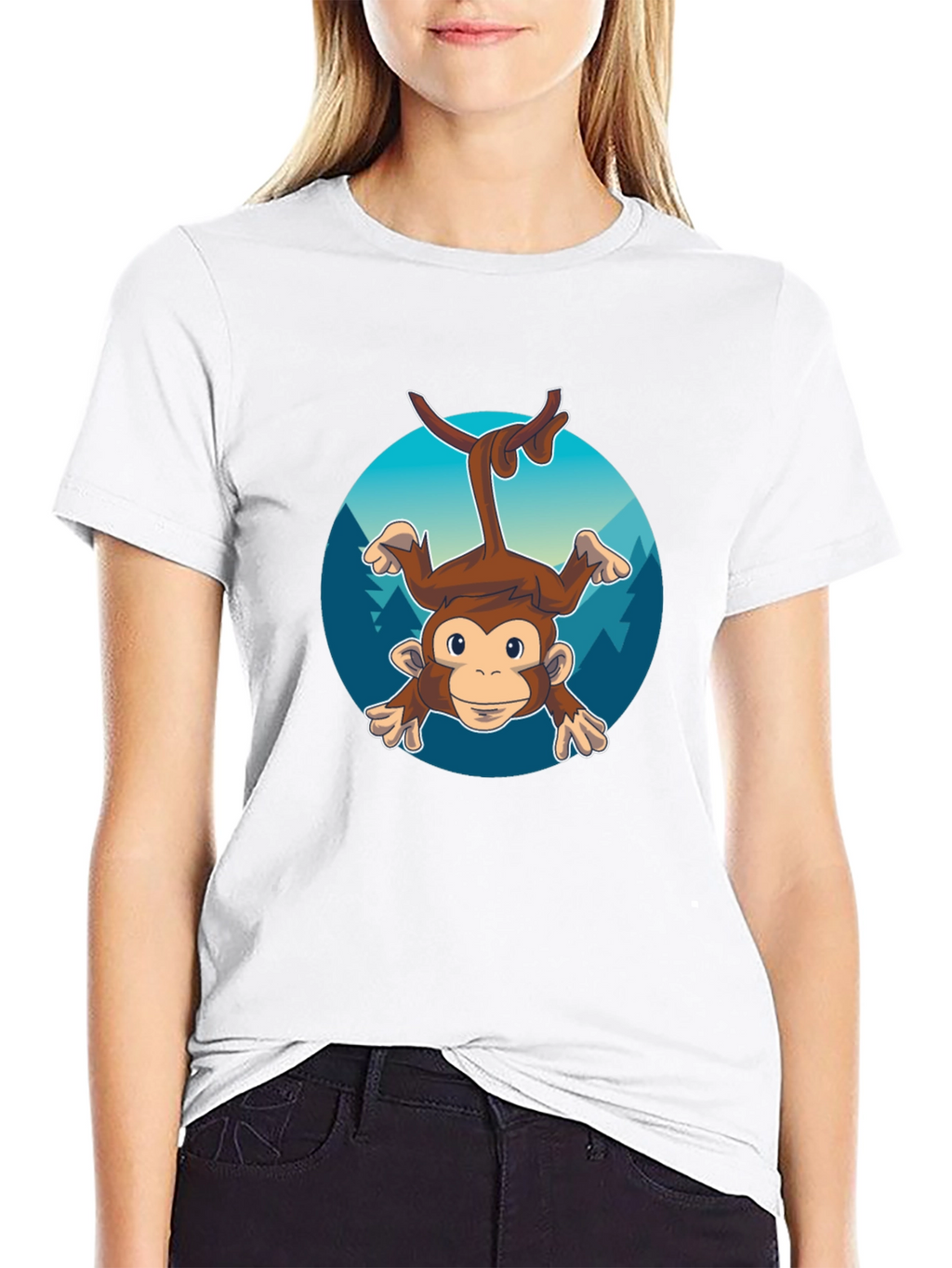 Monkeying Around Mens Black Graphic Tee