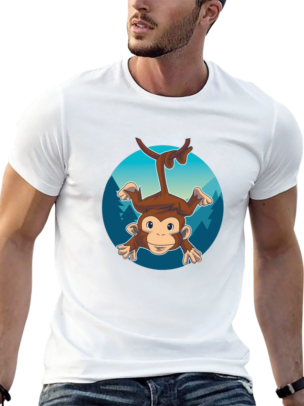 Monkeying Around Mens Black Graphic Tee