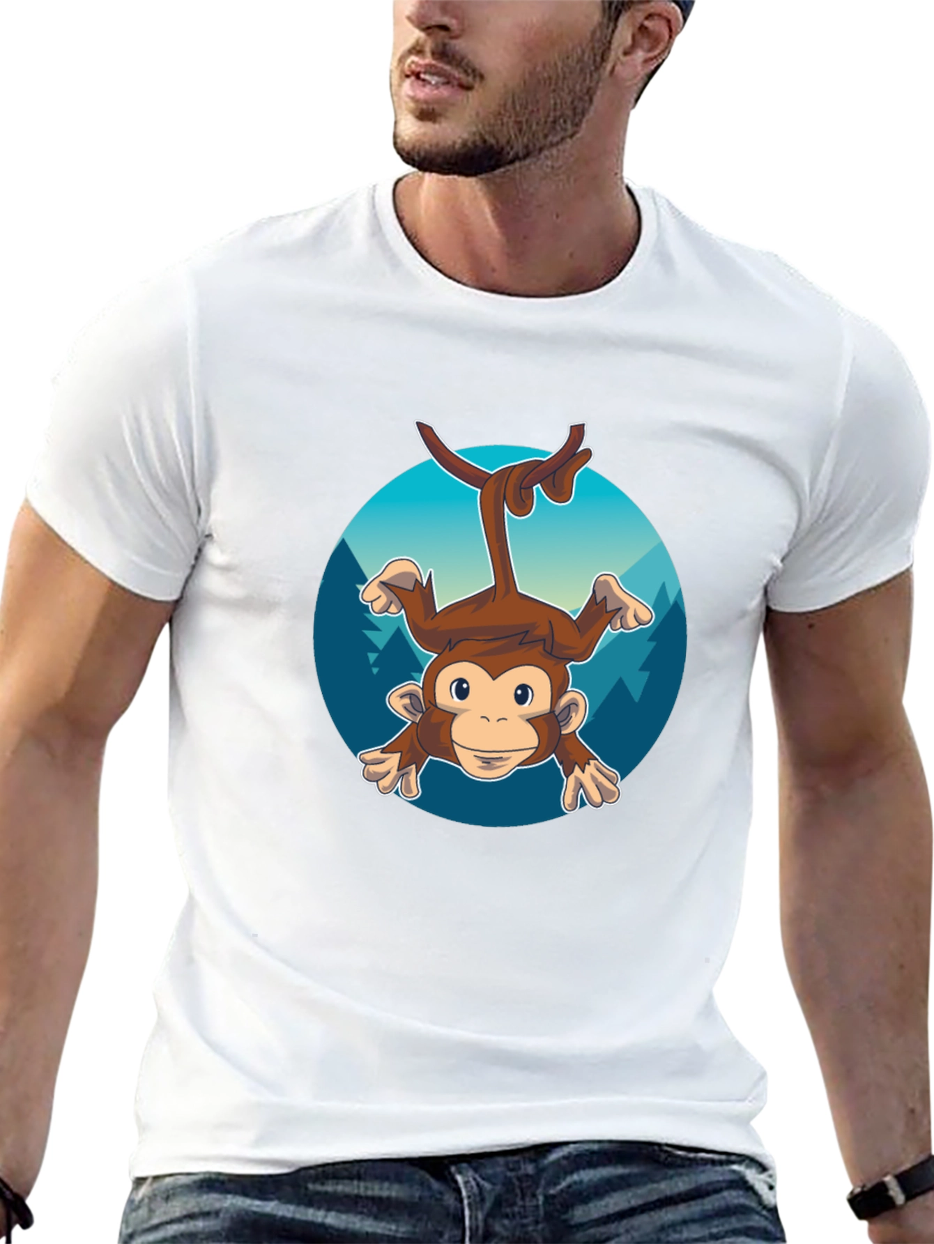 Monkeying Around Mens Black Graphic Tee