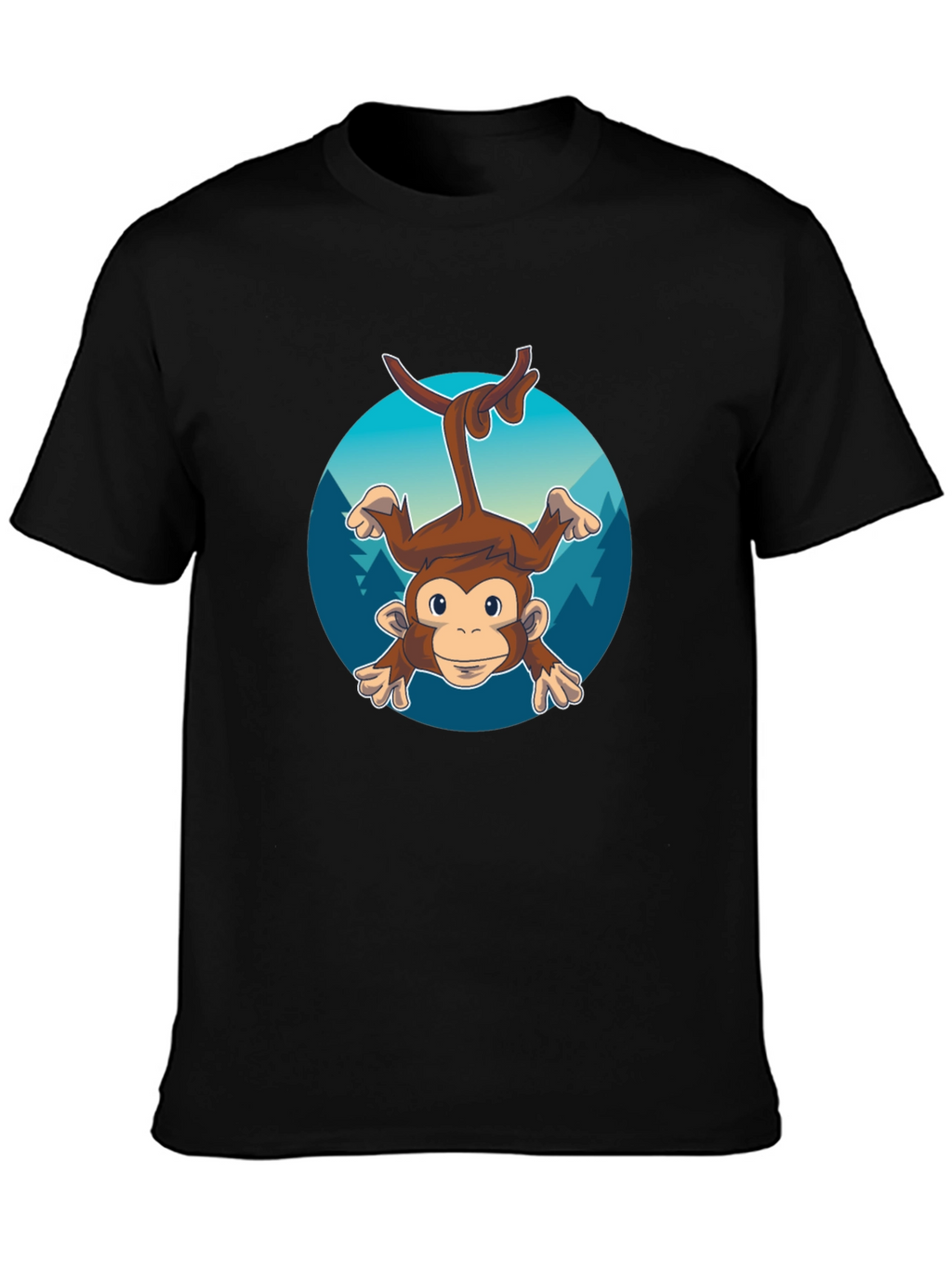 Monkeying Around Mens Black Graphic Tee