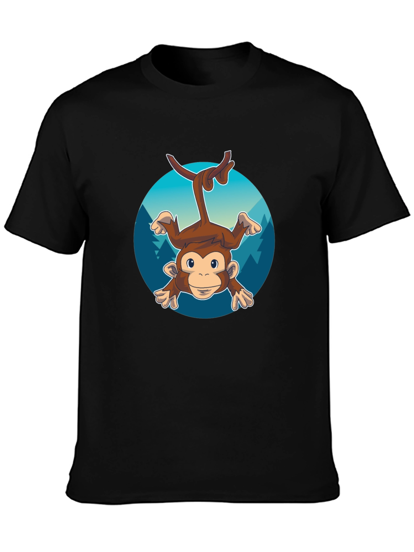 Monkeying Around Mens Black Graphic Tee