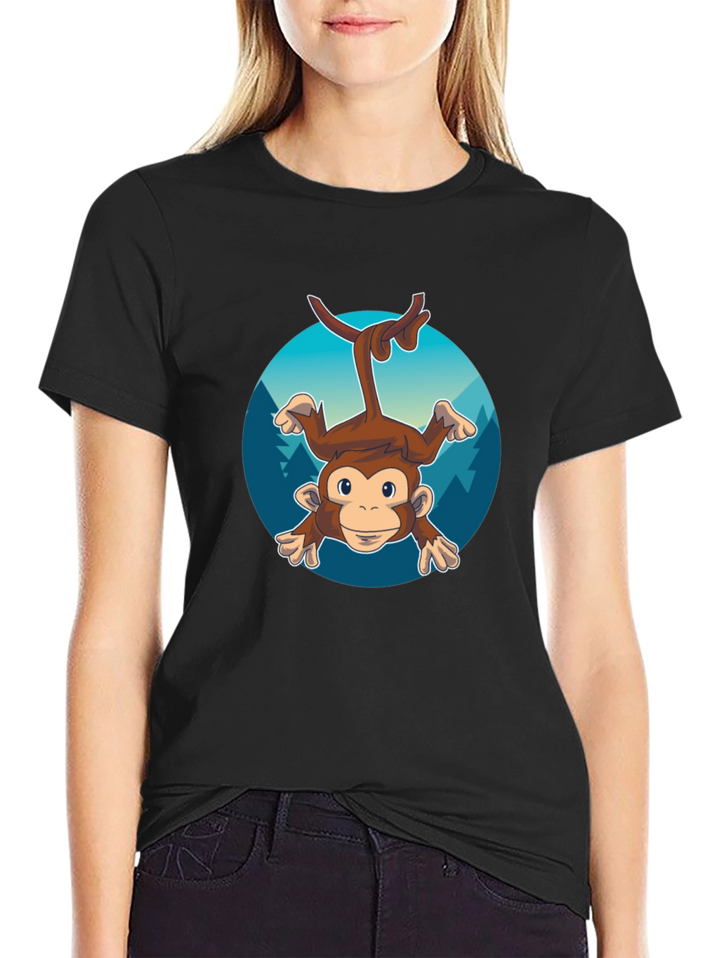 Monkeying Around Mens Black Graphic Tee