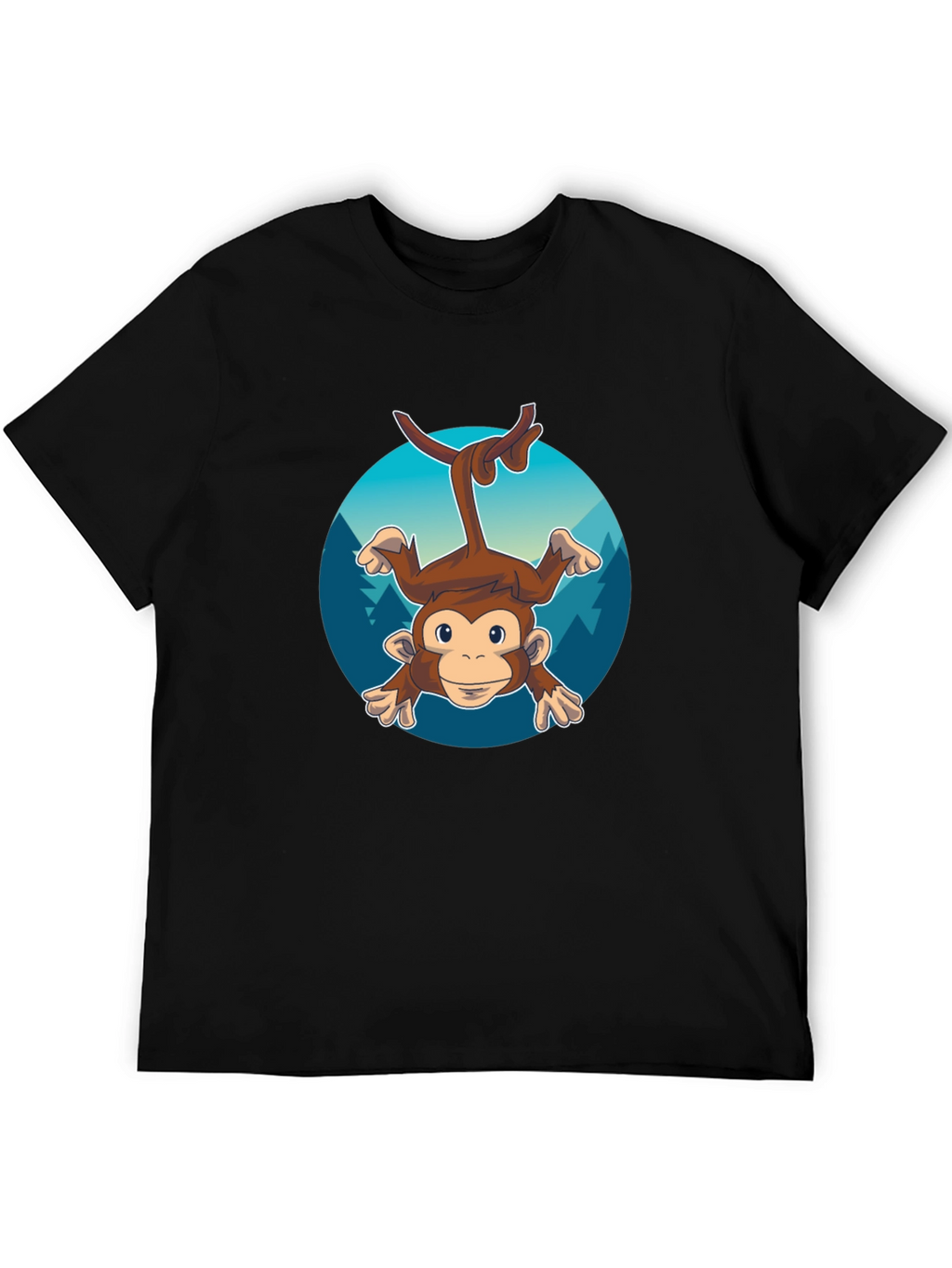 Monkeying Around Mens Black Graphic Tee