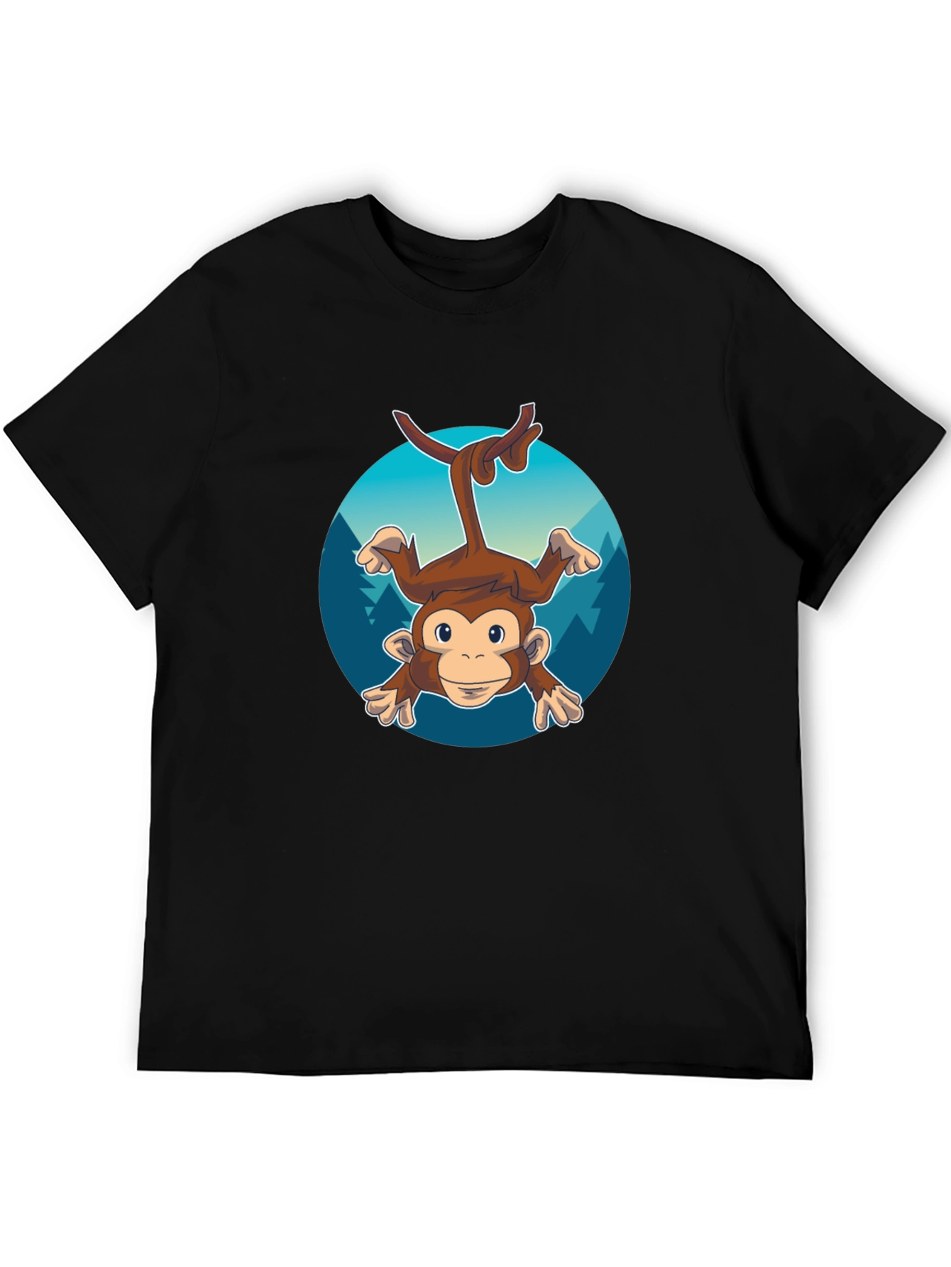 Monkeying Around Mens Black Graphic Tee