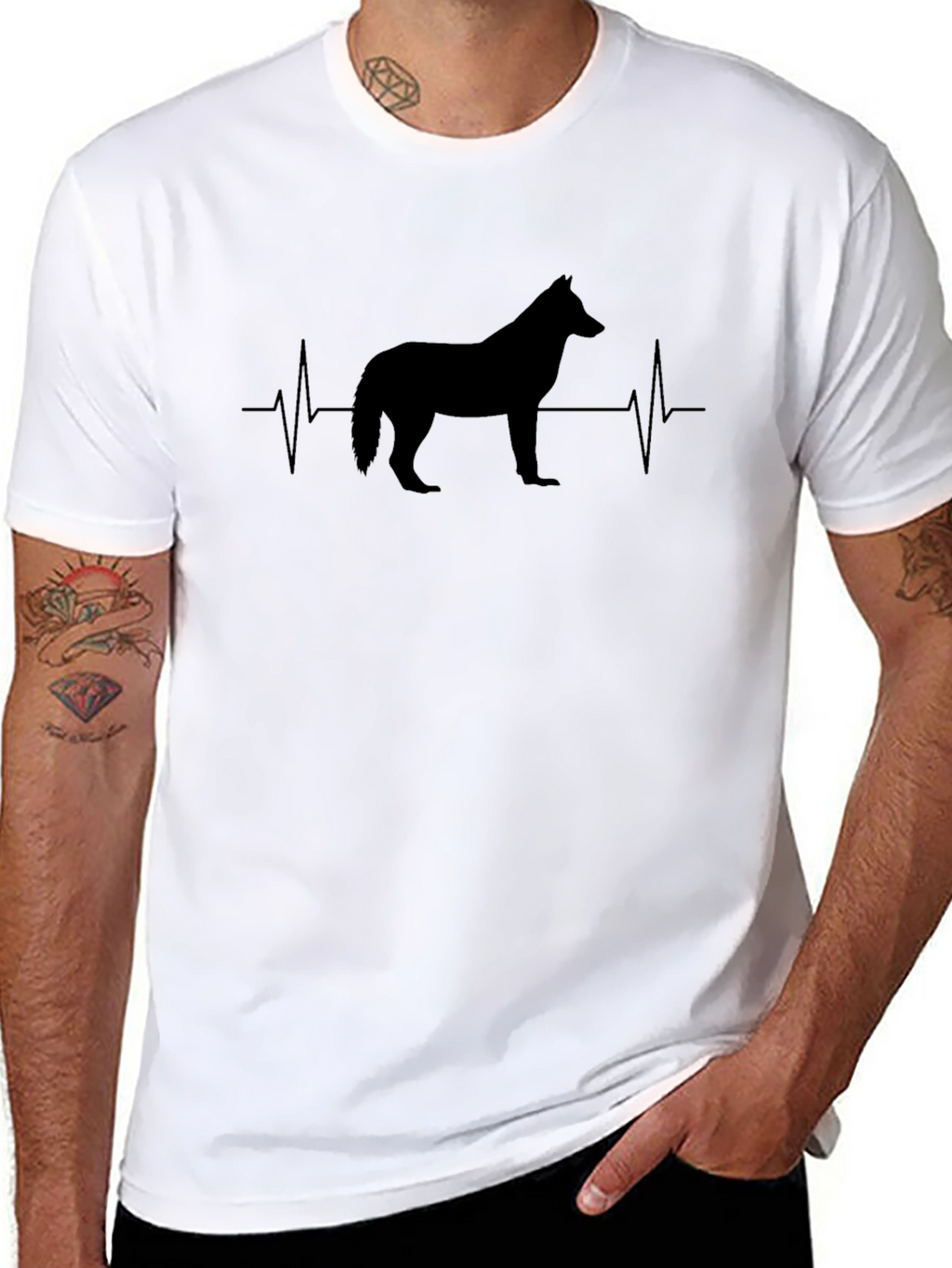Dog Heartbeat Graphic Tee - Black