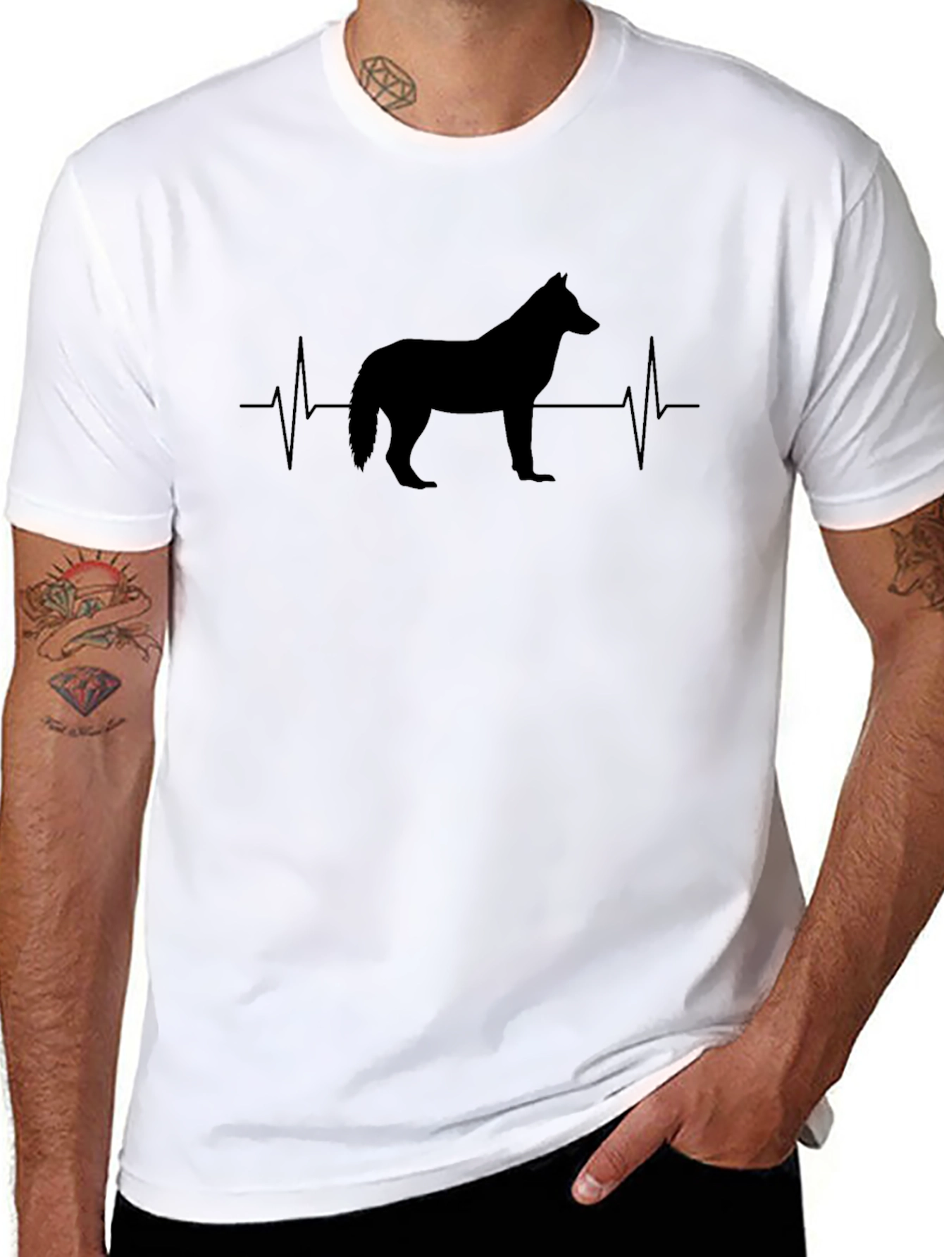 Dog Heartbeat Graphic Tee - Black