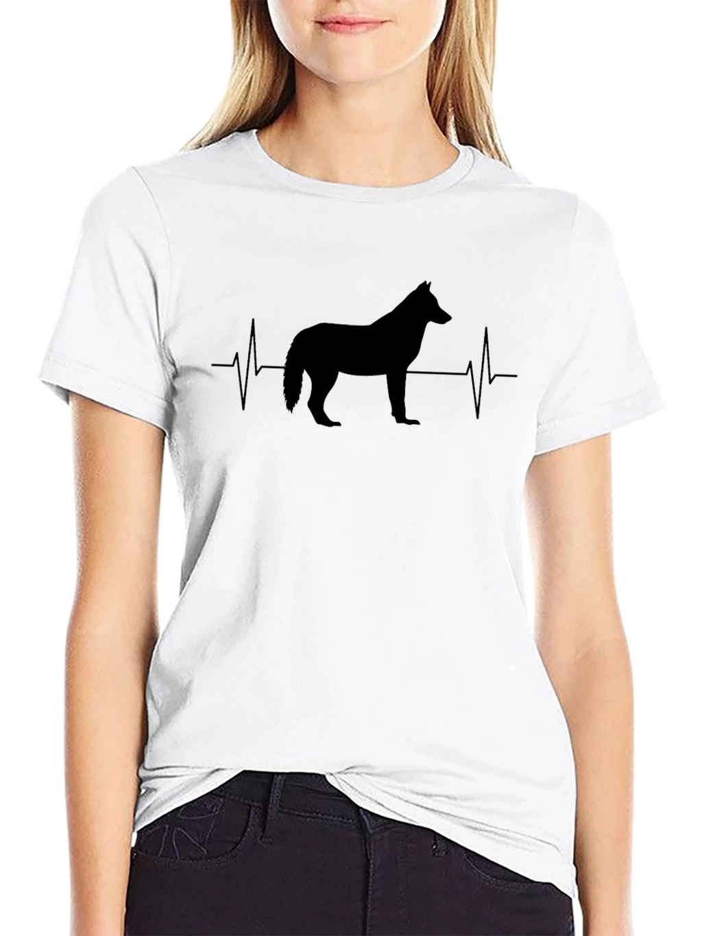 Dog Heartbeat Graphic Tee - Black