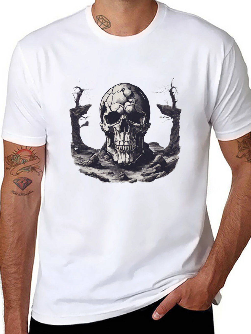 Skull Graphic Black T-Shirt - Edgy Style