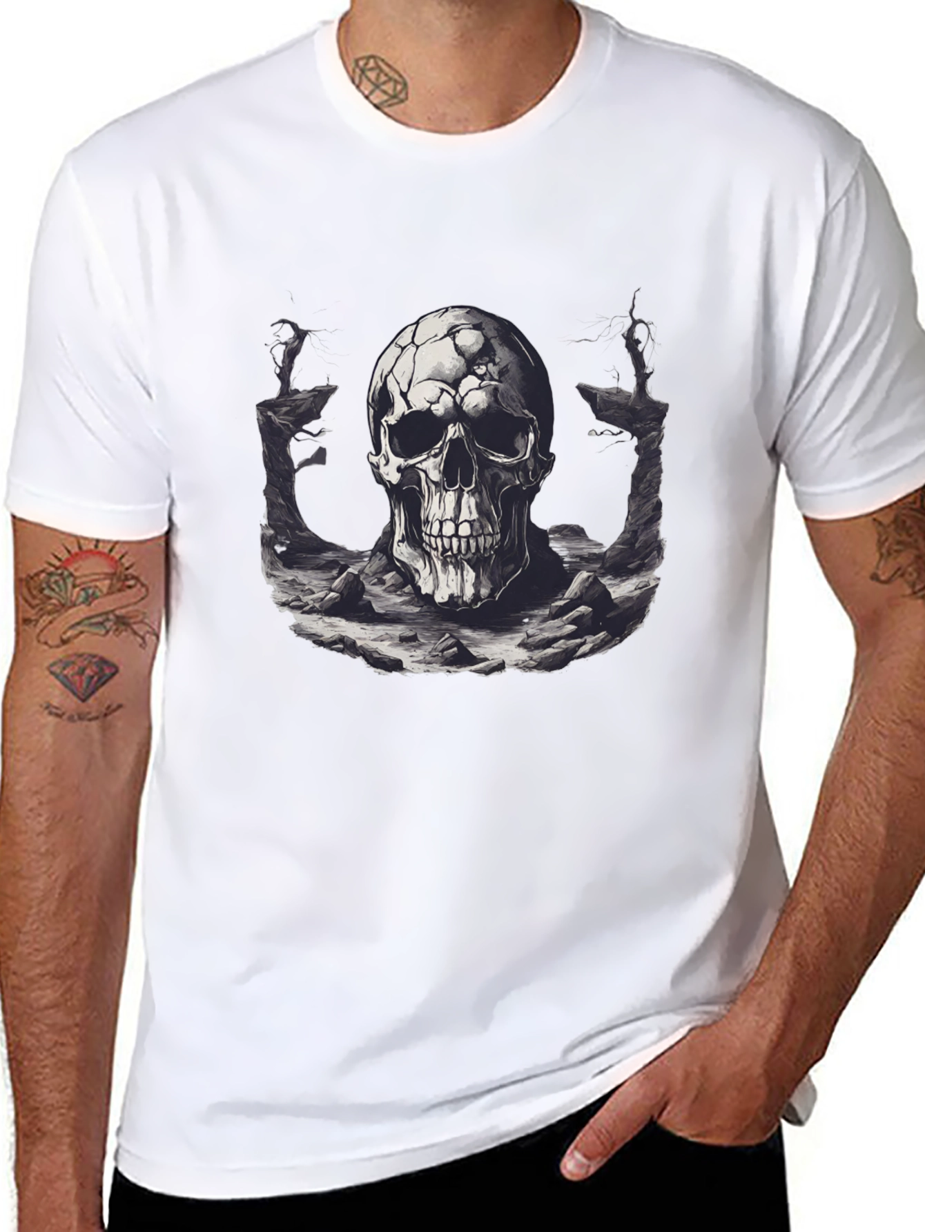 Skull Graphic Black T-Shirt - Edgy Style