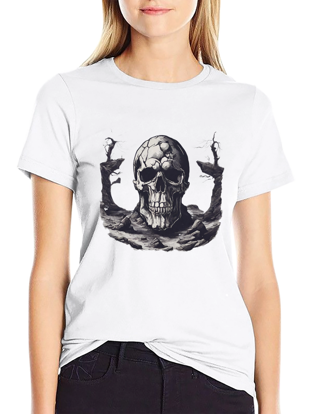 Skull Graphic Black T-Shirt - Edgy Style