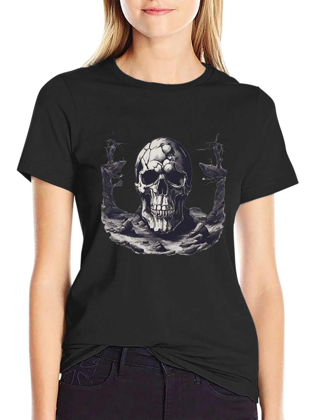 Skull Graphic Black T-Shirt - Edgy Style