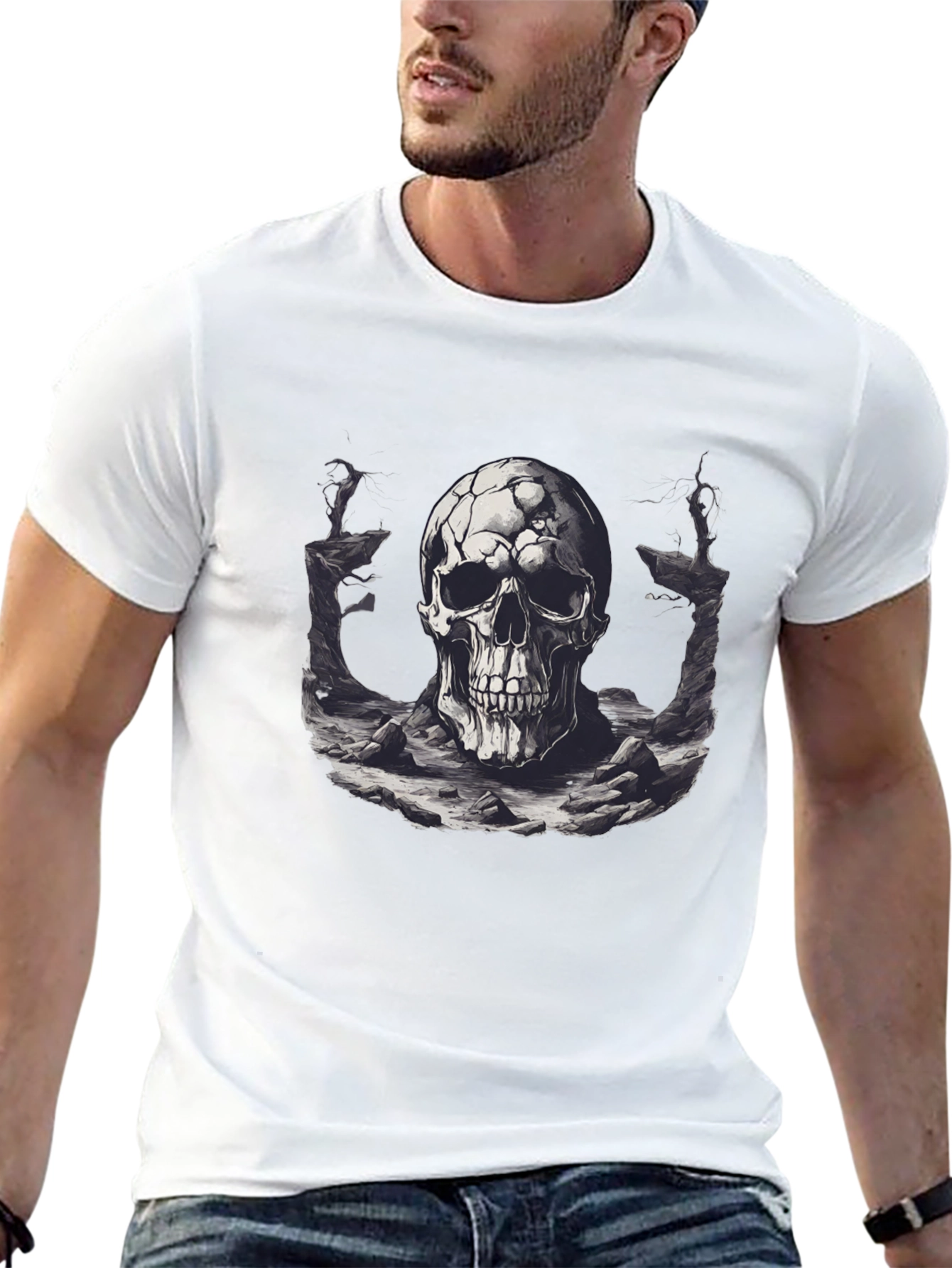 Skull Graphic Black T-Shirt - Edgy Style