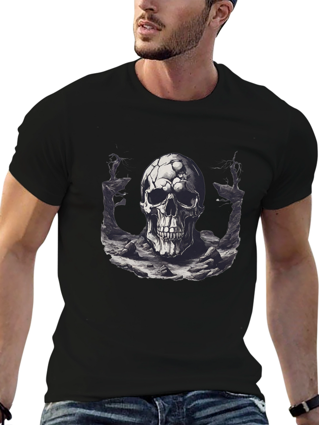 Skull Graphic Black T-Shirt - Edgy Style