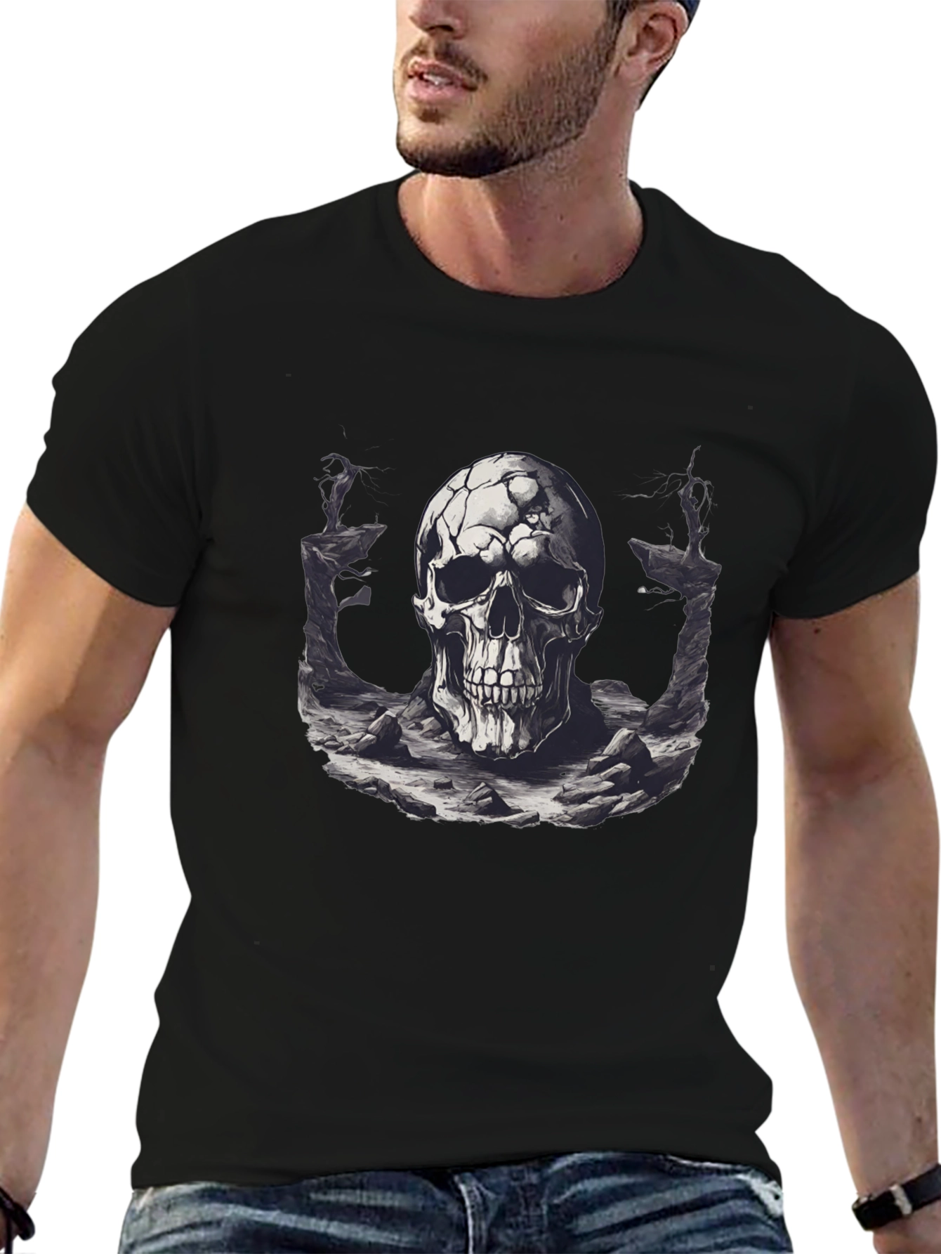 Skull Graphic Black T-Shirt - Edgy Style