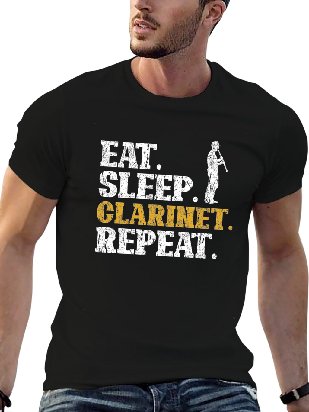 Eat Sleep Clarinet Repeat Black T-Shirt