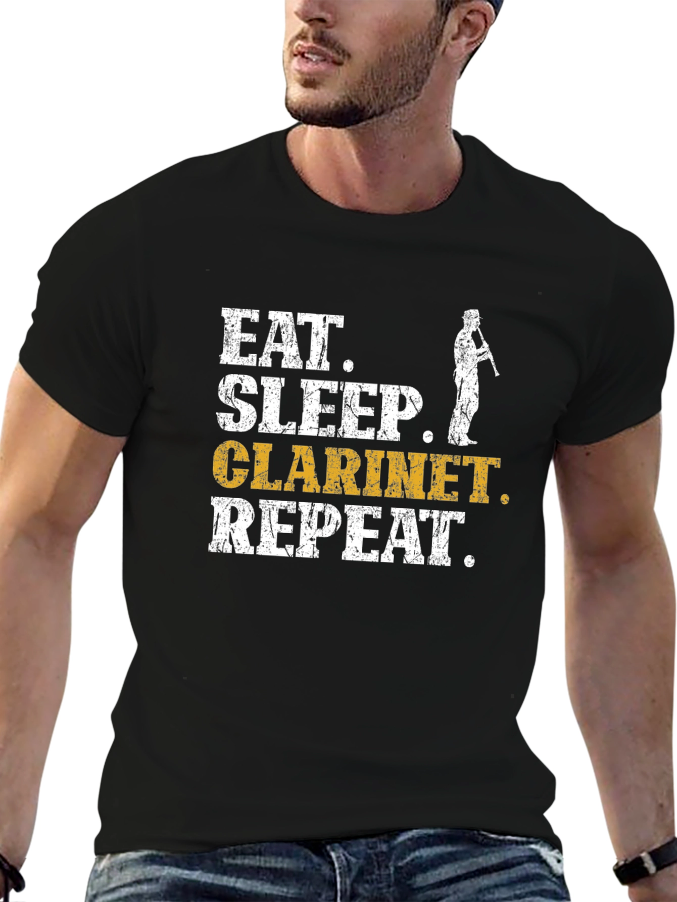 Eat Sleep Clarinet Repeat Black T-Shirt
