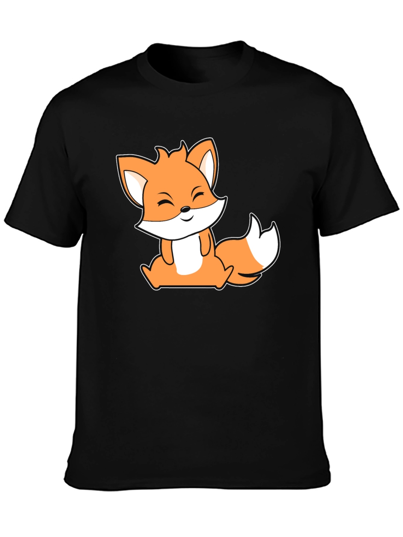 Cute Fox Graphic Black T-Shirt