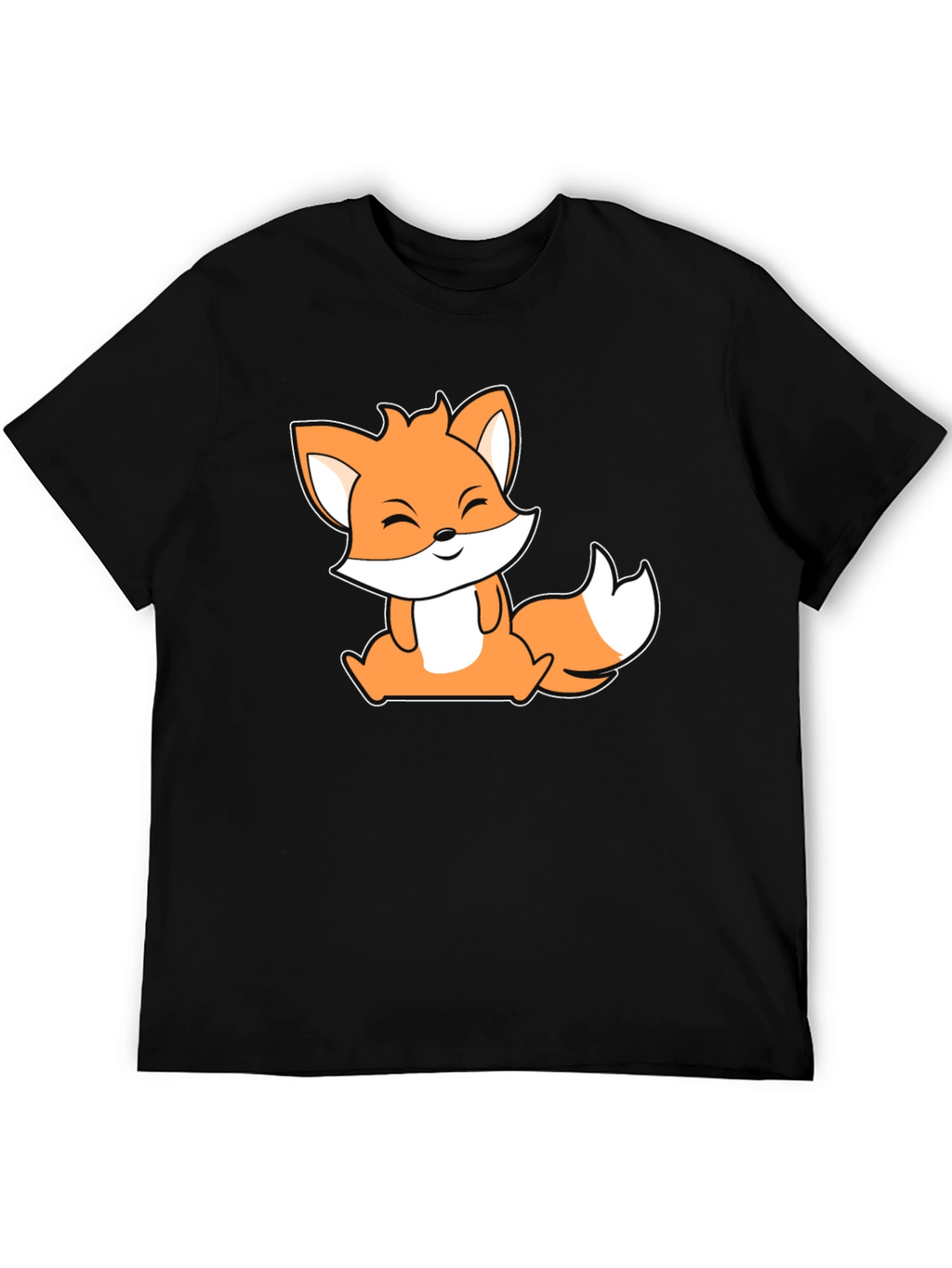 Cute Fox Graphic Black T-Shirt