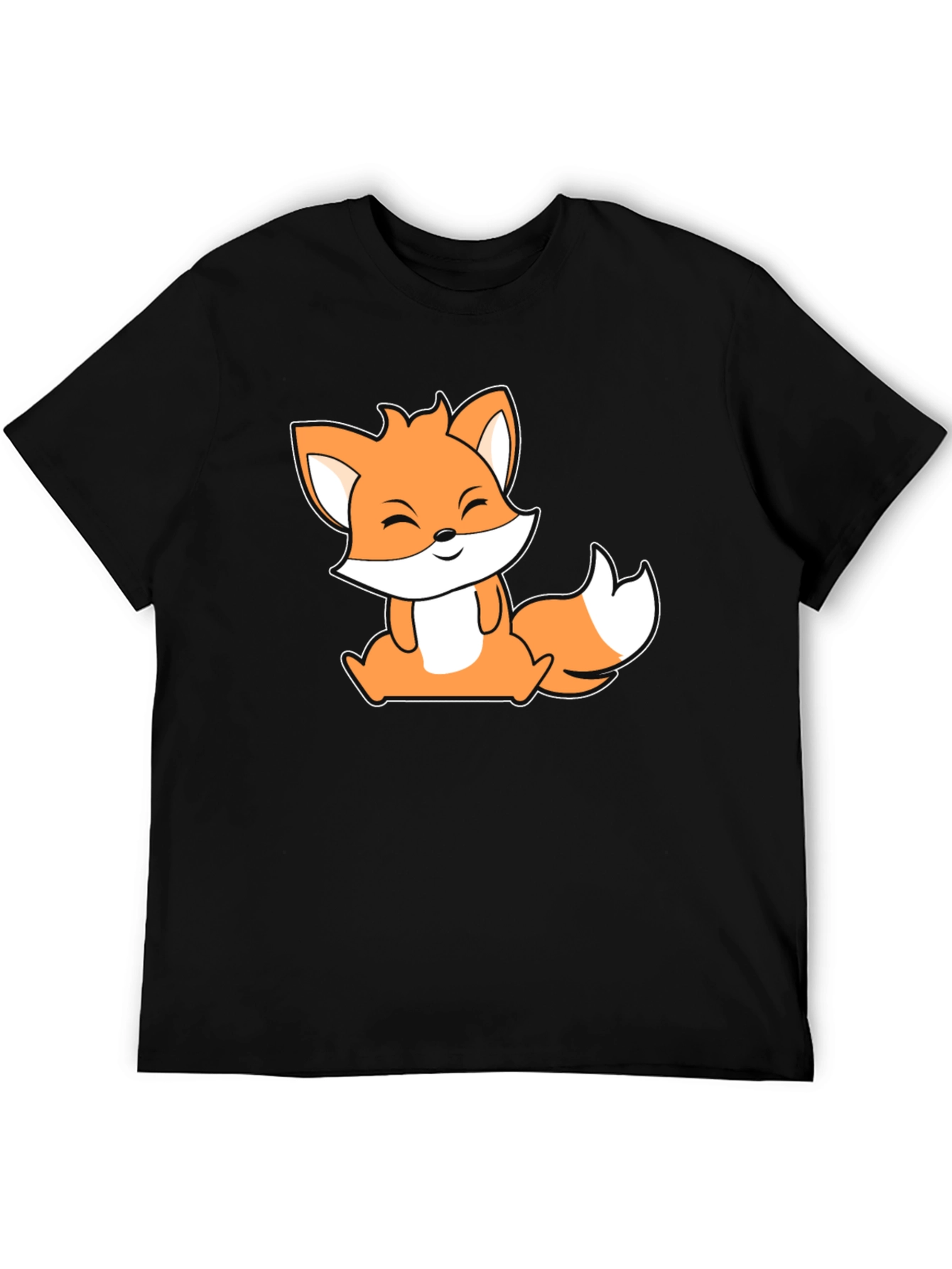 Cute Fox Graphic Black T-Shirt