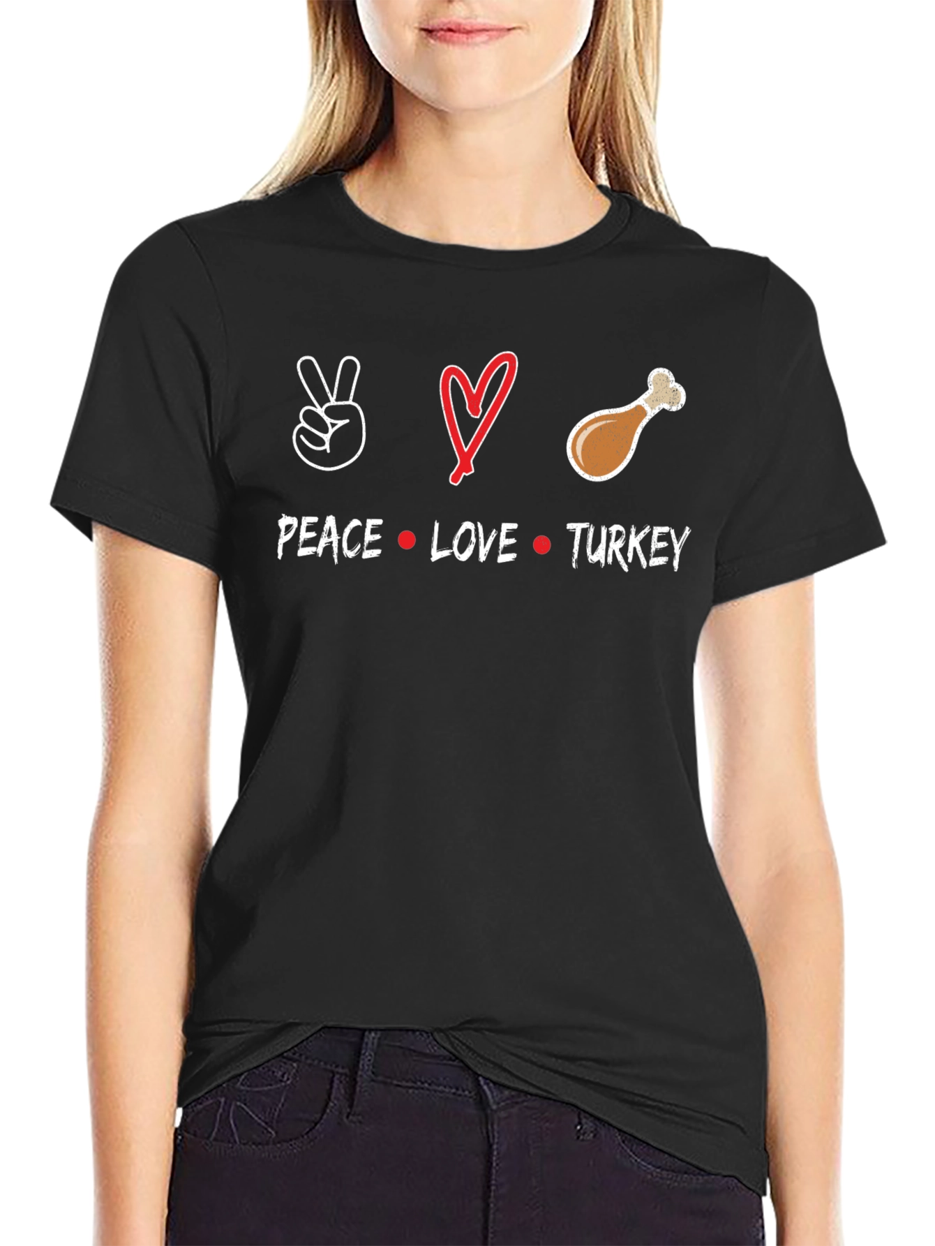 Peace Love Turkey Thanksgiving T-Shirt