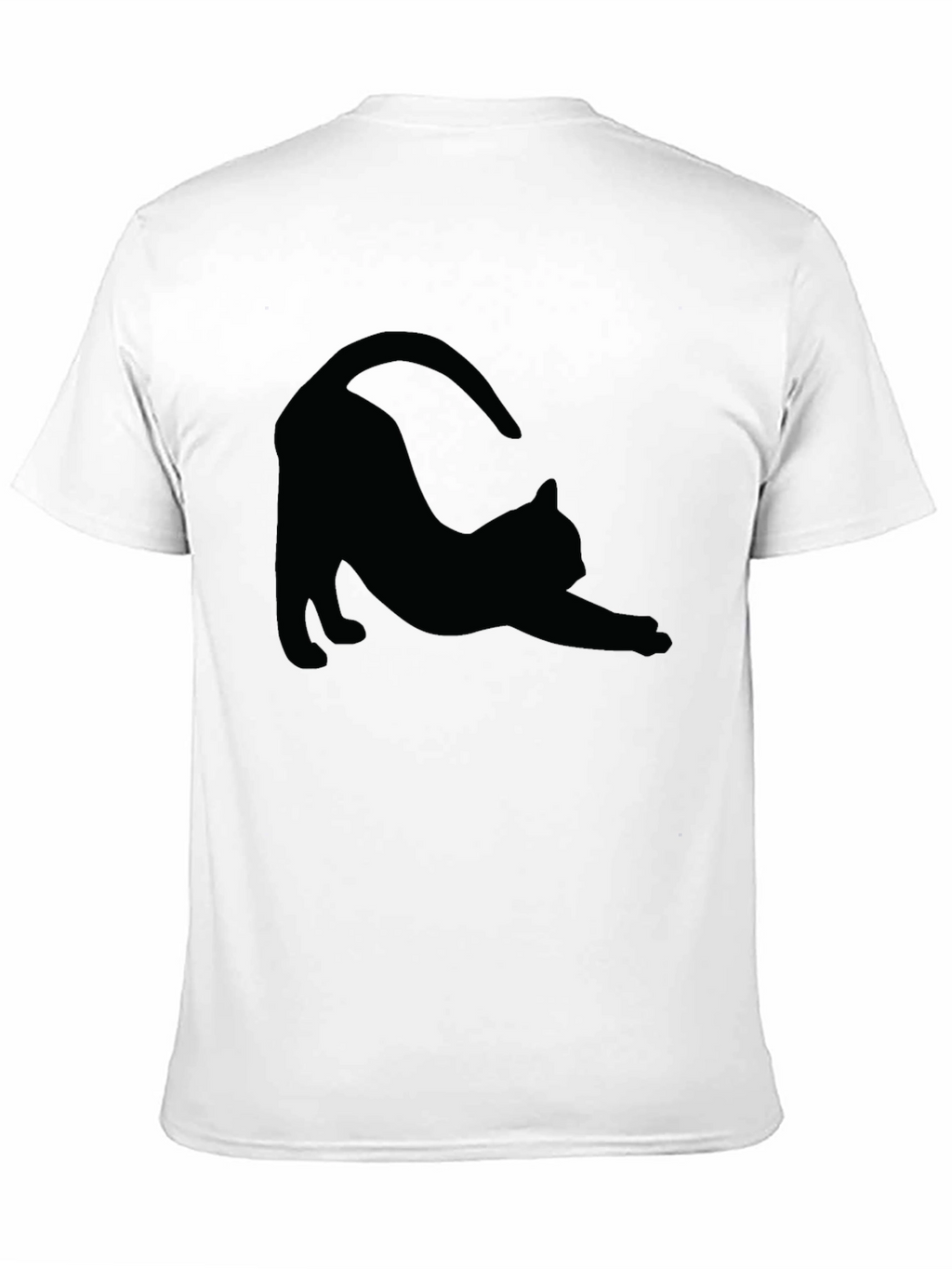 Stretching Cat Graphic Tee - Soft Black Cotton T-Shirt